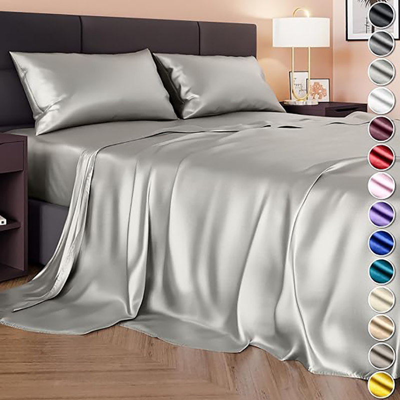 D00002 Satin-Bettlaken-Set, 4-teilig